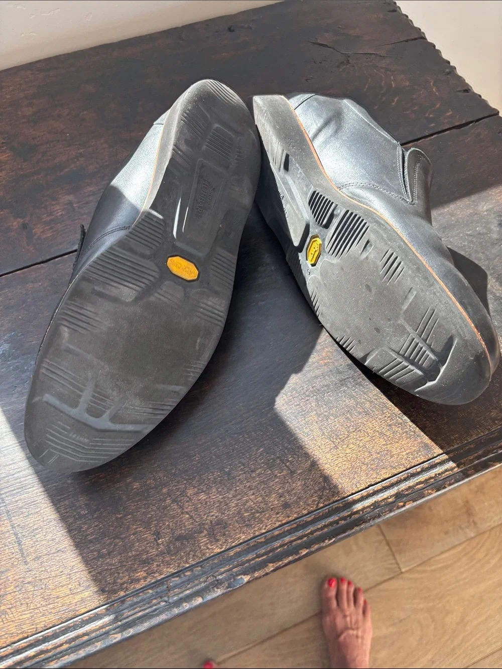 Men's Black Leather Slip-On Loafers with Brown Trim